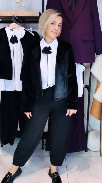 Siyah Kısa Peluş Ceket