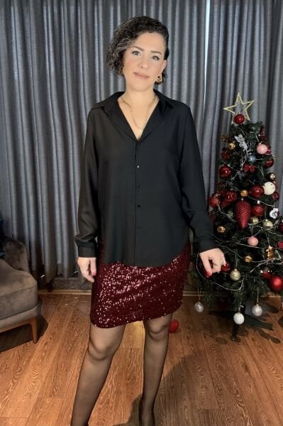 Siyah Mat Saten Gömlek