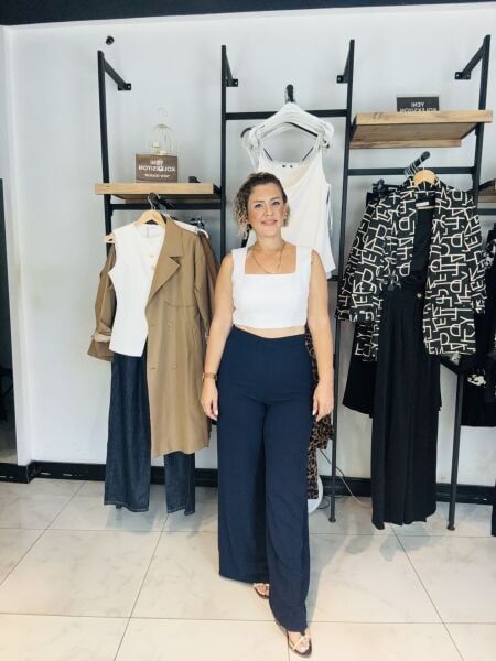 Salaş Krep Pantolon-Lacivert