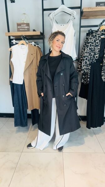 Kuşaklı Trençkot-Siyah