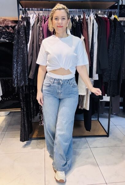 Çift Belli Ultra Yüksek Bel Palazzo Jean