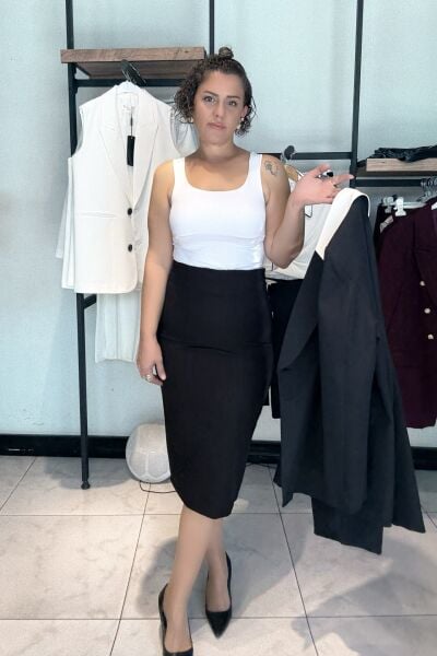 Siyah Midi Kalem Etek