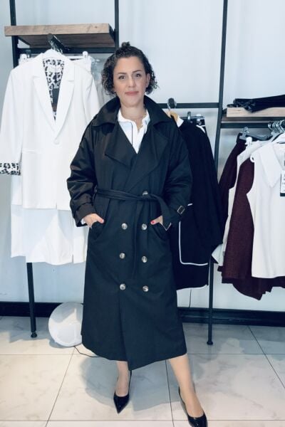 Siyah Kuşaklı Trençkot