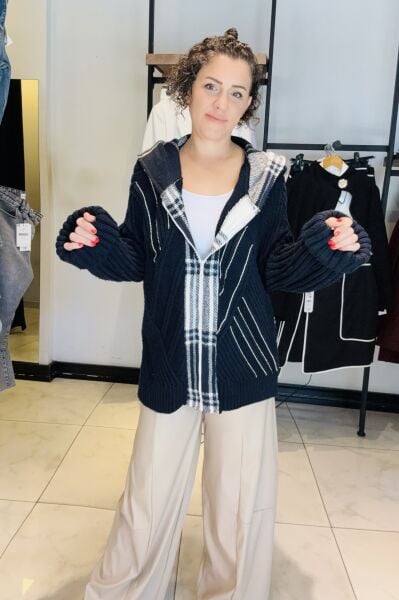 DQMANE BEJ DİKİŞLİ DERİ PANTOLON