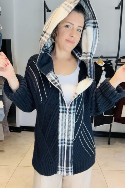 DQMANE LACİVERT TAŞ DETAY HIRKA