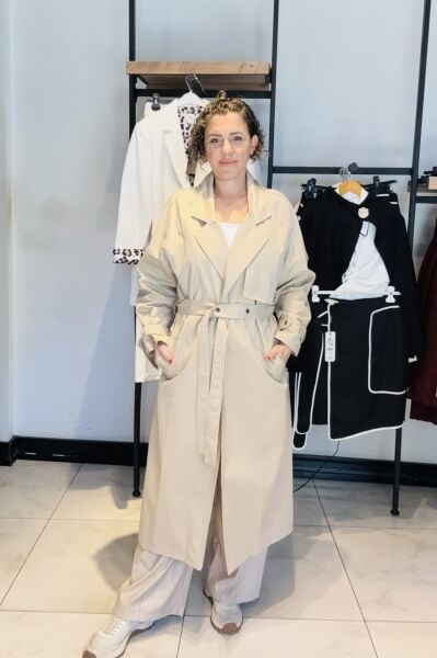 Bej Kemerli Trençkot